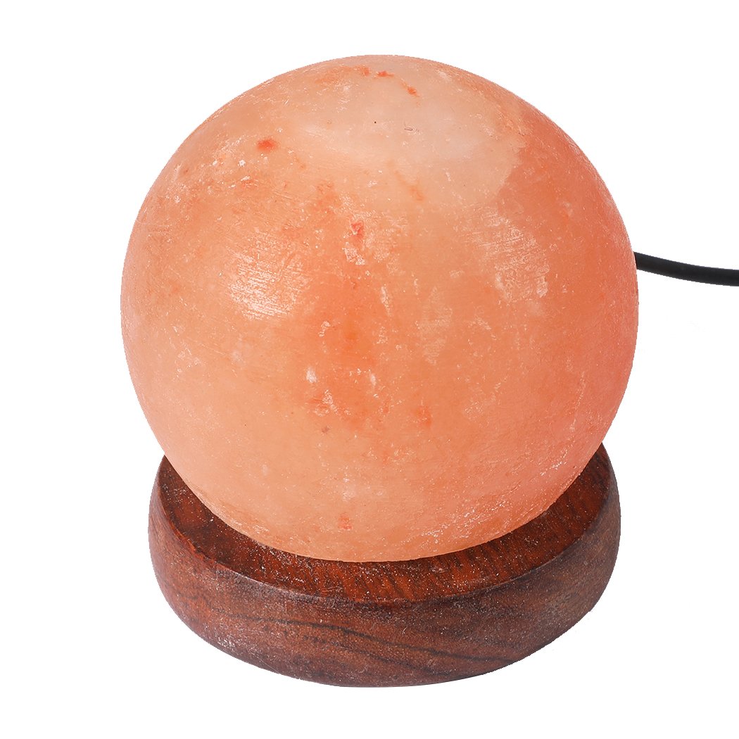 Himalayan Salt Lamp Globe USB Natural Crystal Rock Cord Night Light