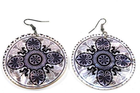 Mandala Chakra Art Mother Of Pearl Earrings