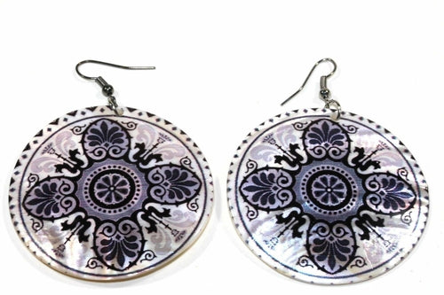 Mandala Chakra Art Mother Of Pearl Earrings