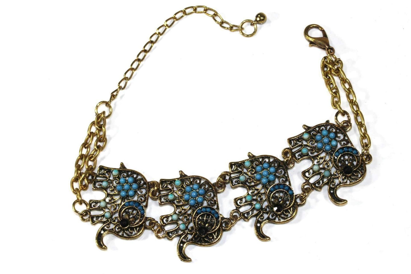 Colorful Bead Drop Elephant Bracelet