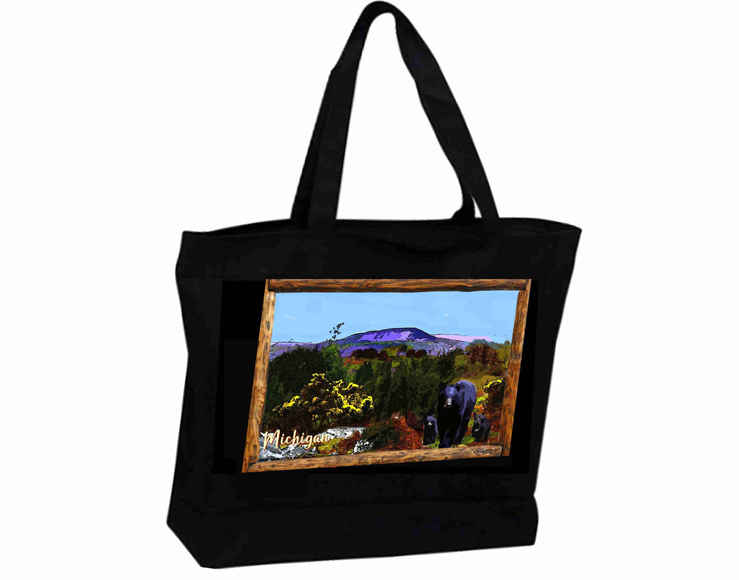 Tote Bag XXL Travel Poster black bear and cubs in Michigan