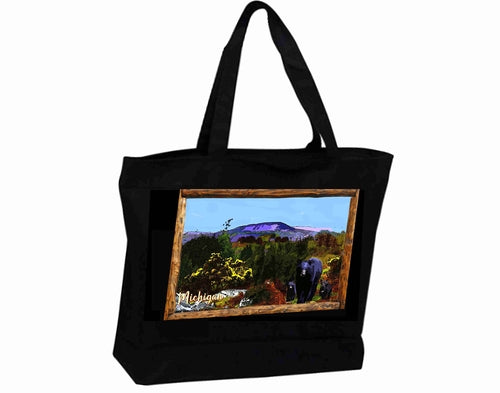 Tote Bag XXL Travel Poster black bear and cubs in Michigan