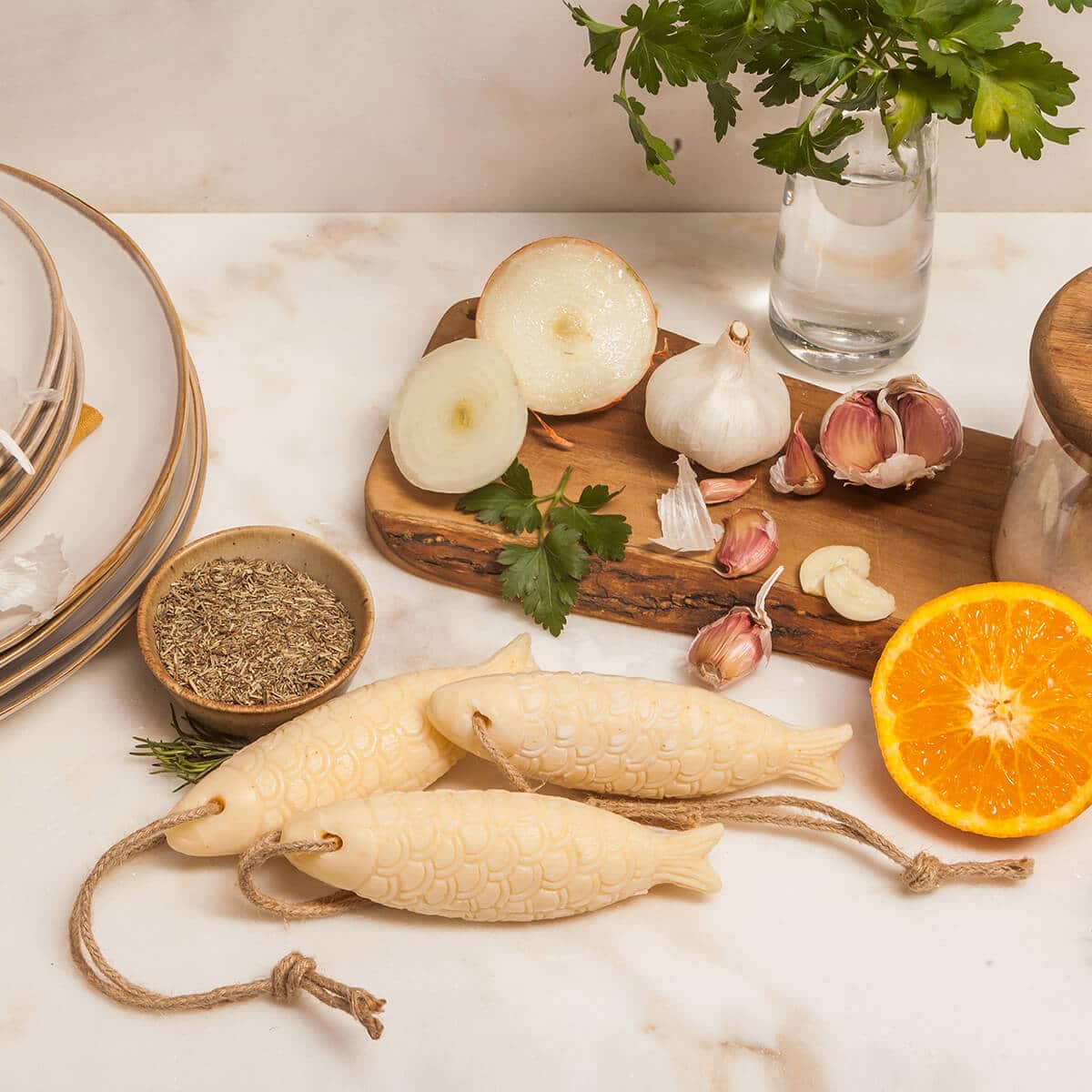 Orange & Rosemary Sardine Soap on a Roap