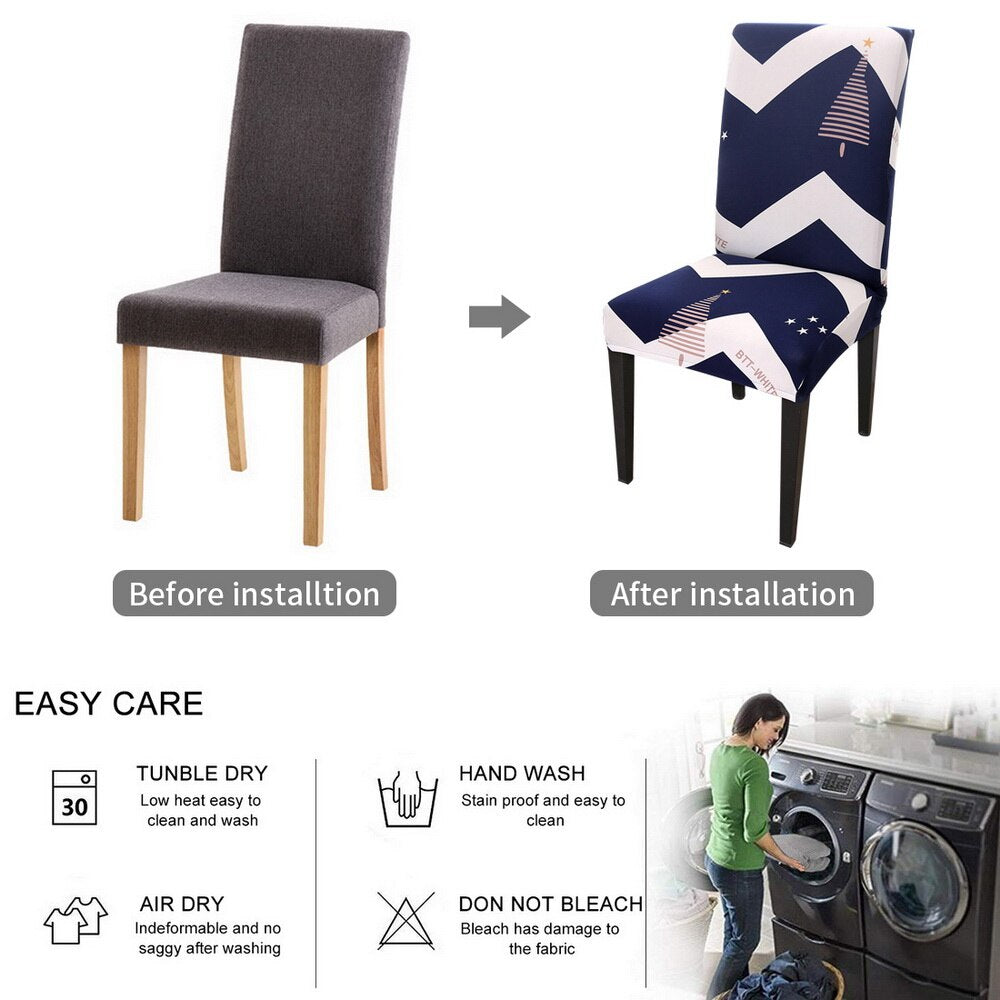 1/2pcs Kitchen Chair Cover Dining Seat Cover Black