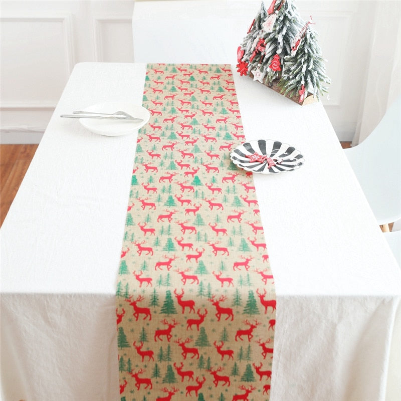 1/4PCS Christmas Flag Santa Claus Tapestry Table