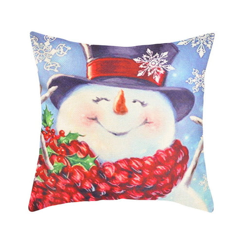 1/4Pcs Warm Christmas Pillow Cover Snowman Throw