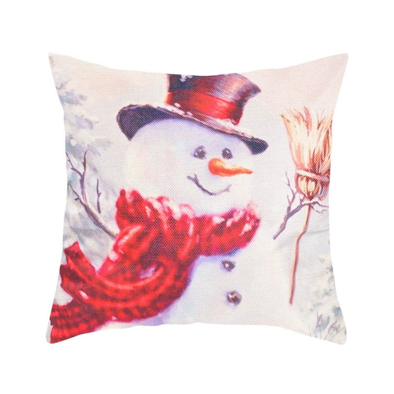 1/4Pcs Warm Christmas Pillow Cover Snowman Throw
