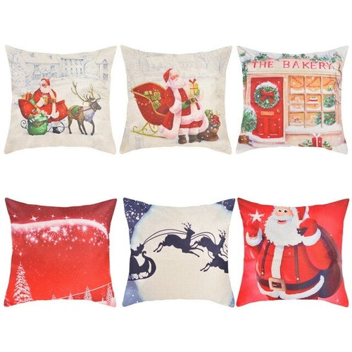 1/6Pcs 45*45cm Christmas Cushion Cover Santa Claus
