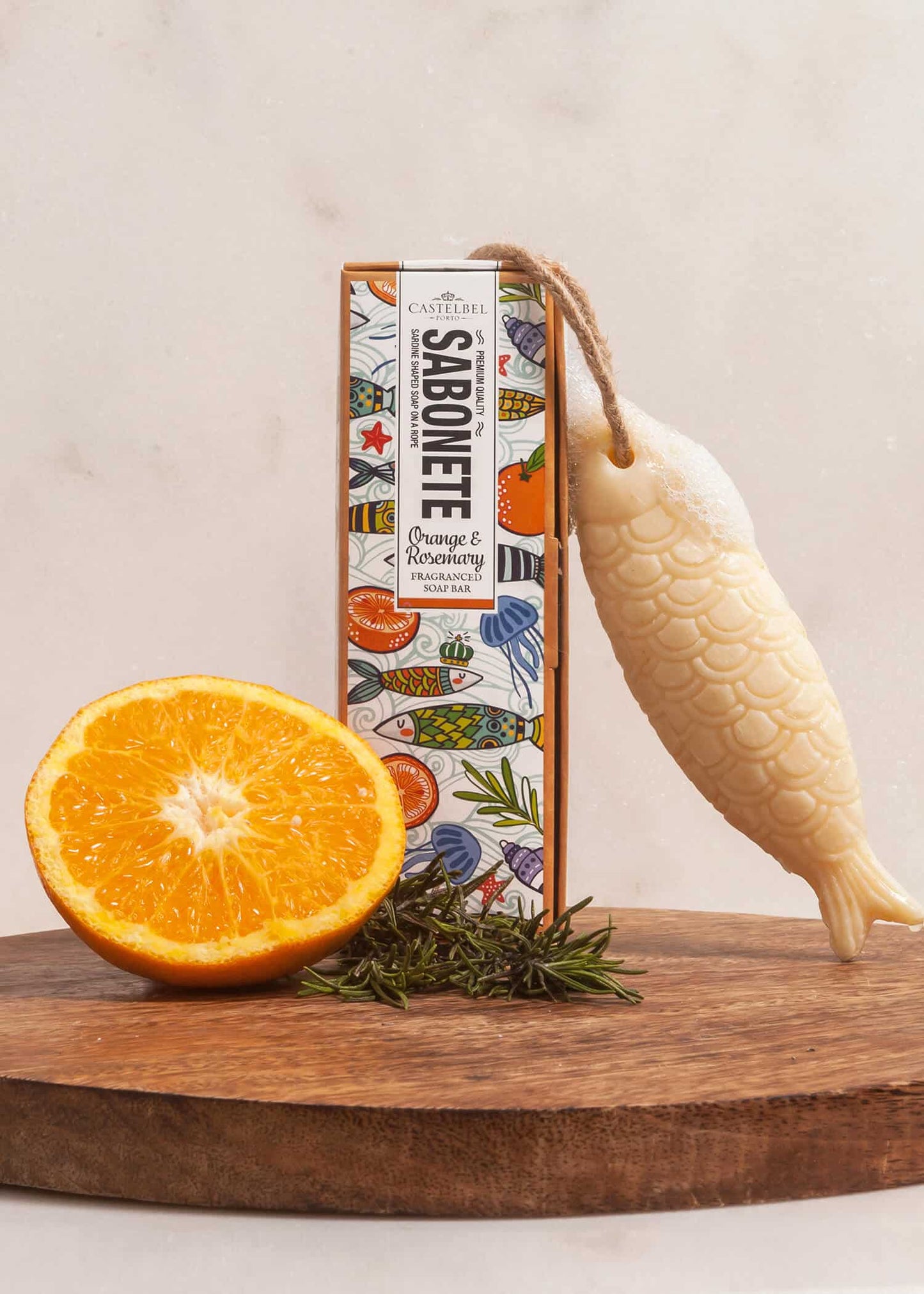 Orange & Rosemary Sardine Soap on a Roap