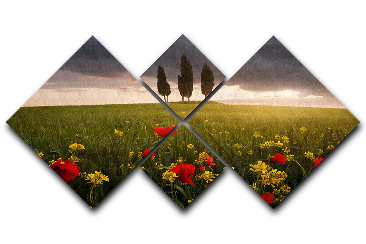 Blooming Tuscany 4 Square Multi Panel Canvas