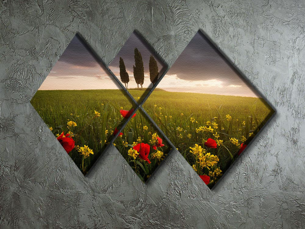 Blooming Tuscany 4 Square Multi Panel Canvas