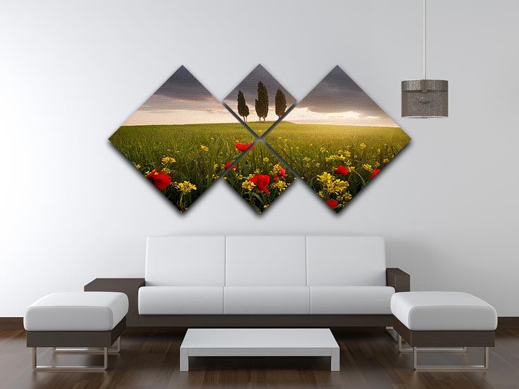 Blooming Tuscany 4 Square Multi Panel Canvas