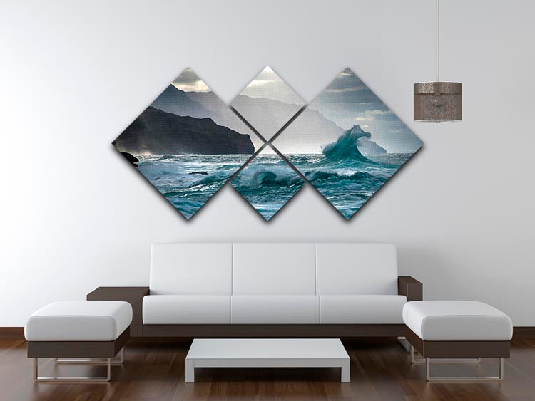 Coastal Waves 4 Square Multi Panel Canvas
