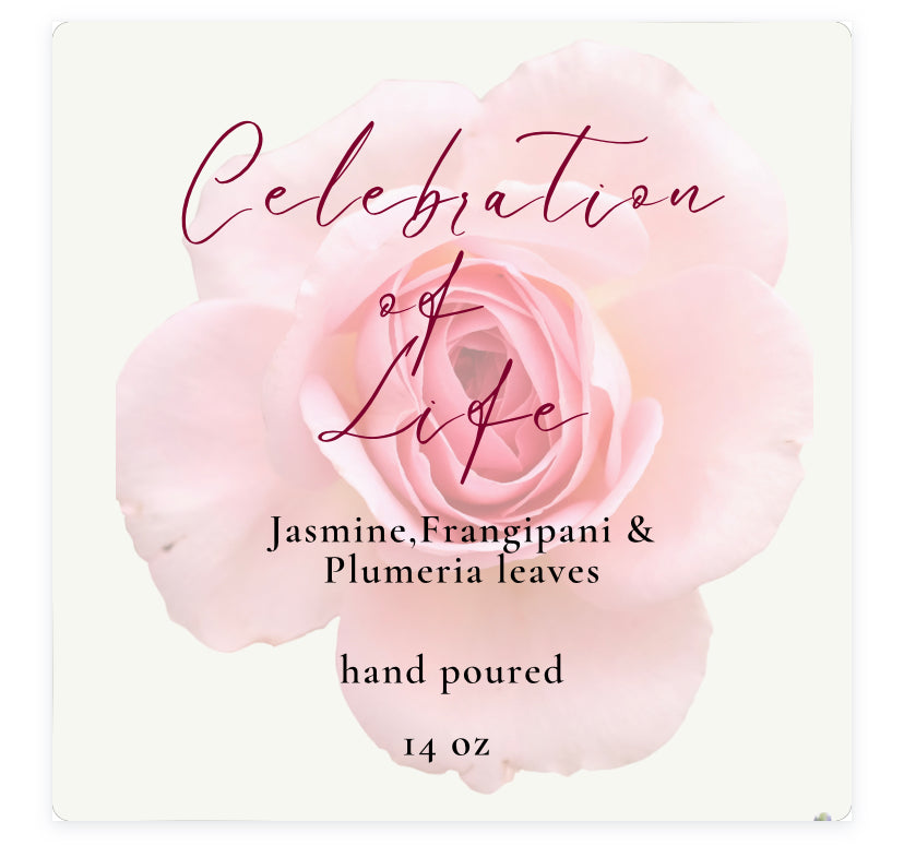 Celebration of Life 14 oz Soy Candles in Frosted Container w/Bamboo