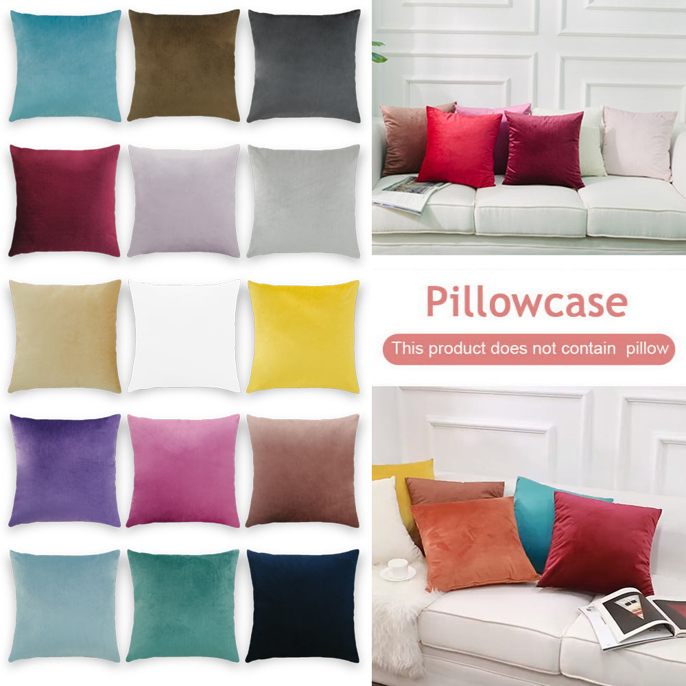15 Colors Velvet Pillow Case Sofa Waist Throw