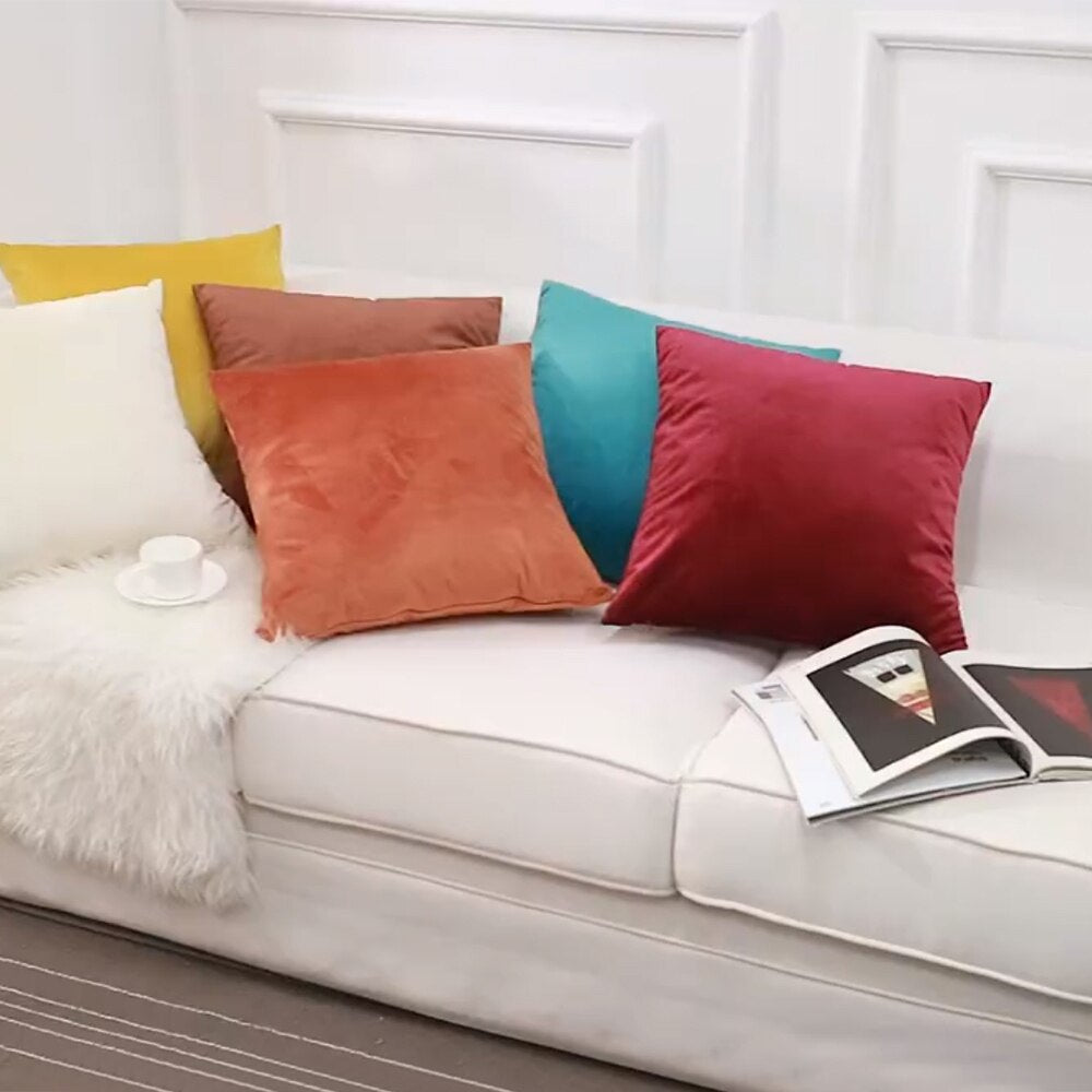 15 Colors Velvet Pillow Case Sofa Waist Throw