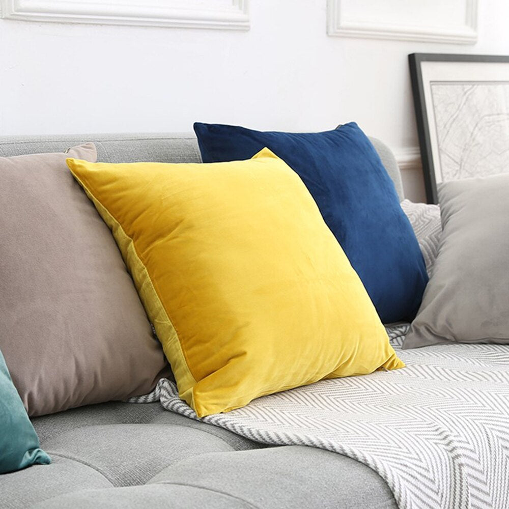 15 Colors Velvet Pillow Case Sofa Waist Throw