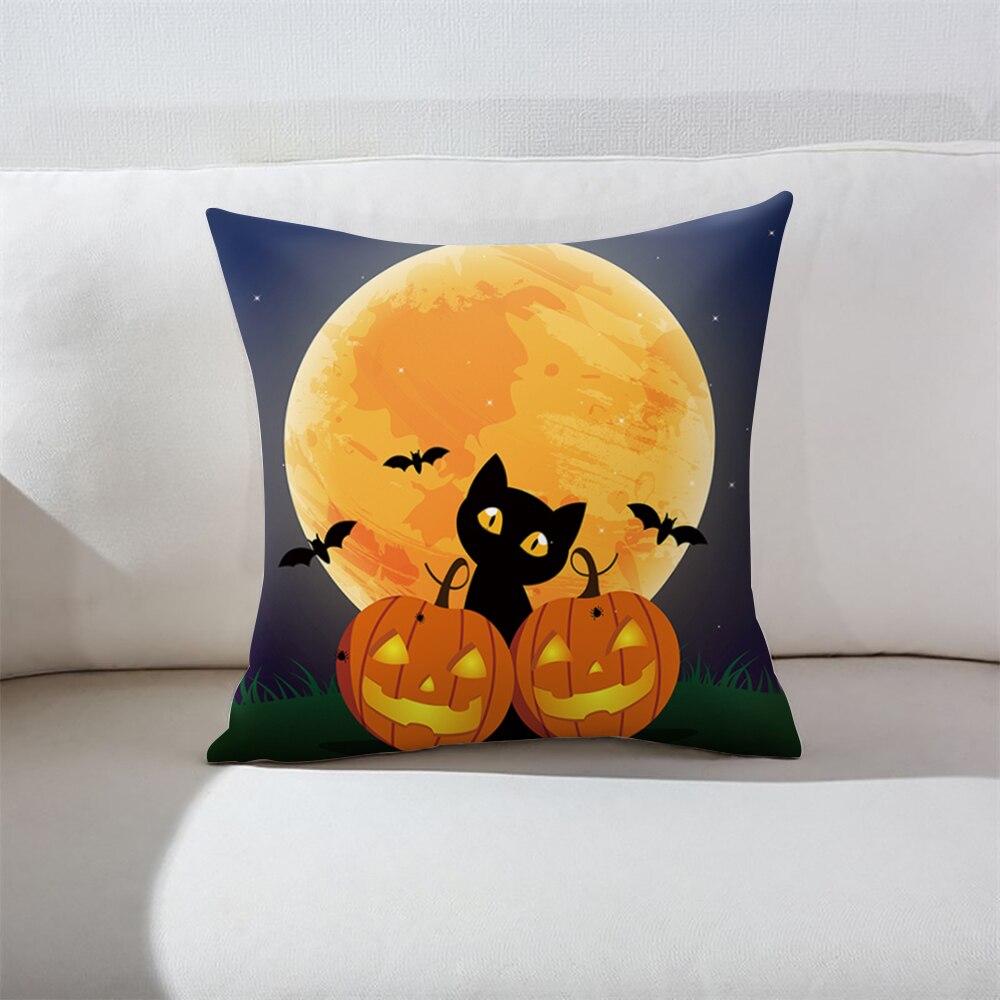 16 Styles Halloween Cushion Cover Black Cat Castle