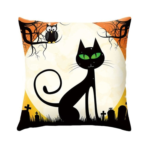 16 Styles Halloween Cushion Cover Black Cat Castle