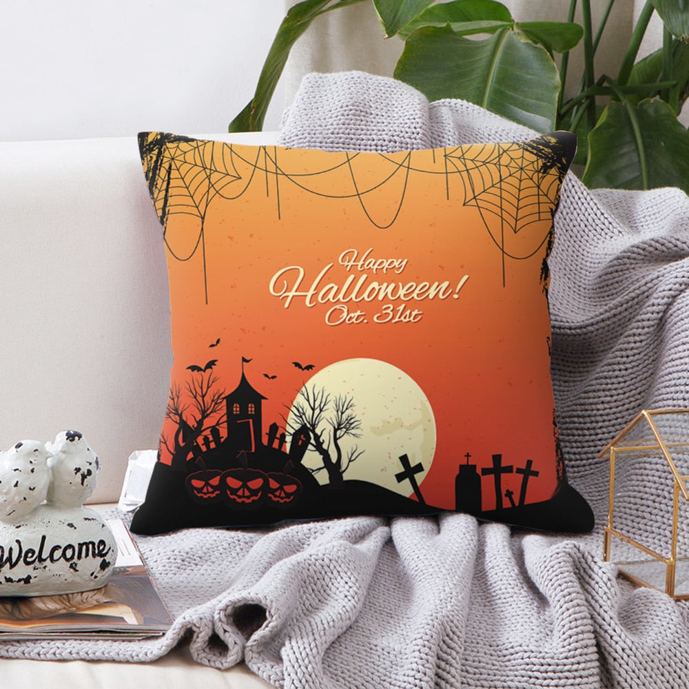16 Styles Halloween Cushion Cover Black Cat Castle