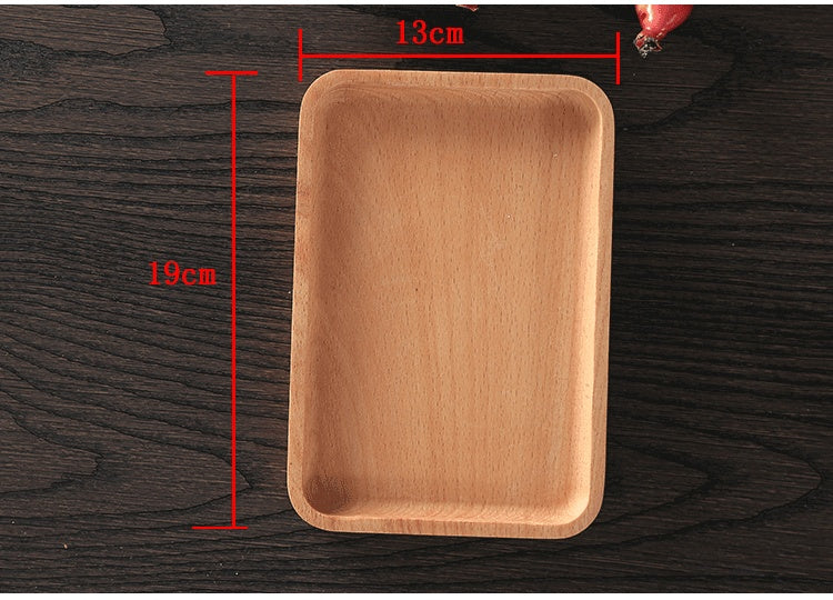 Round Rectangular Wooden Tray Breakfast Food Dinner Dessert Tea Tray