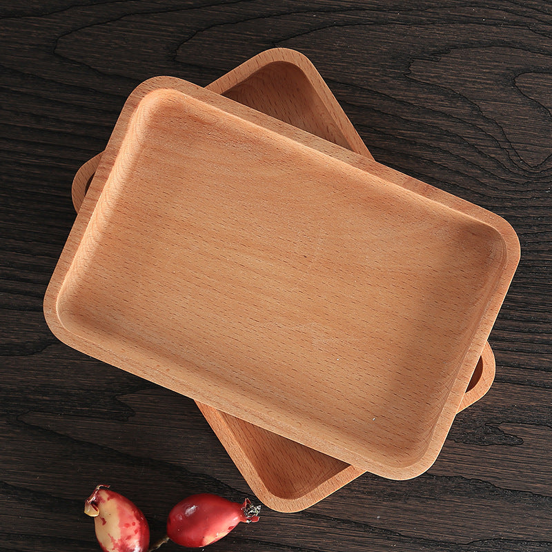 Round Rectangular Wooden Tray Breakfast Food Dinner Dessert Tea Tray