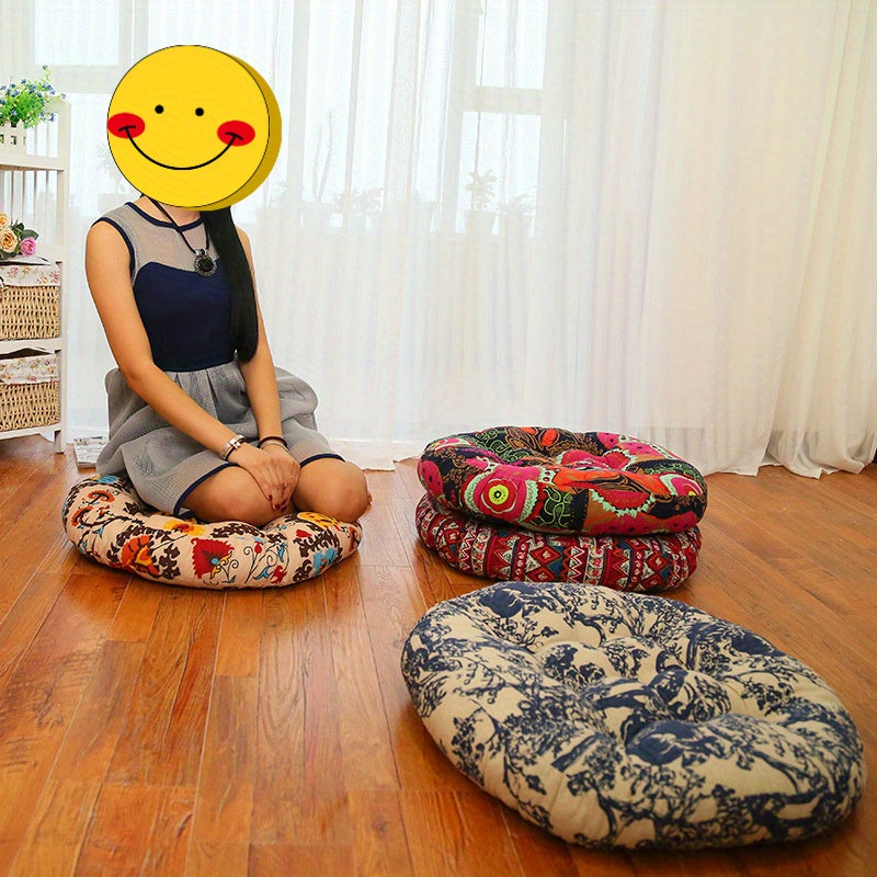 Boho Ethnic Yoga Cushion  Cotton Linen Floor Pillow