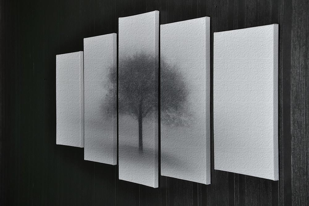 Tree In Fog 5 Split Panel Canvas