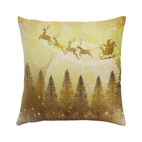 1PC 45x45cm Christmas Pillow Cover Soft Linen