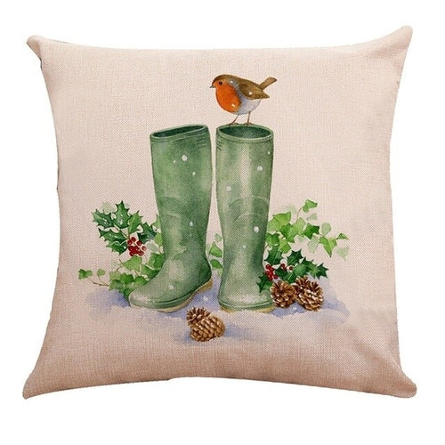 1PC 45x45cm Christmas Pillow Cover Soft Linen