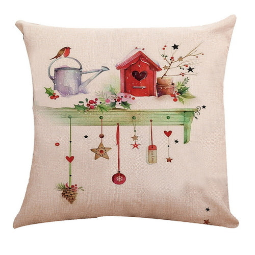 1PC 45x45cm Soft Linen Cushion Cover Elk Snowflake