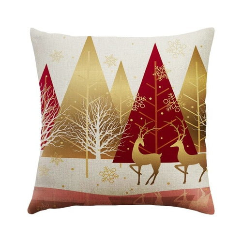 1PC 45x45cm Soft Linen Cushion Cover Elk Snowflake