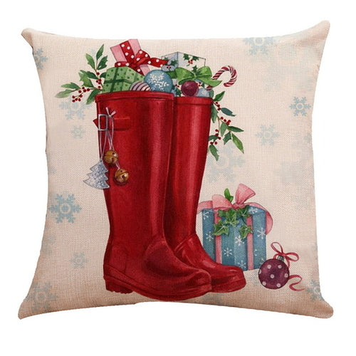 1PC 45x45cm Soft Linen Cushion Cover Elk Snowflake