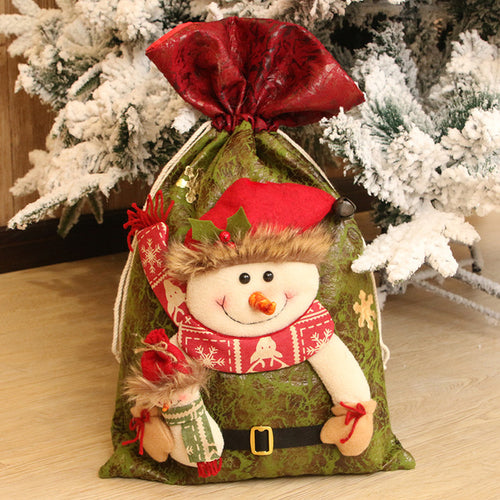1PC Christmas Santa Candy Gift Bag Knit Fabric