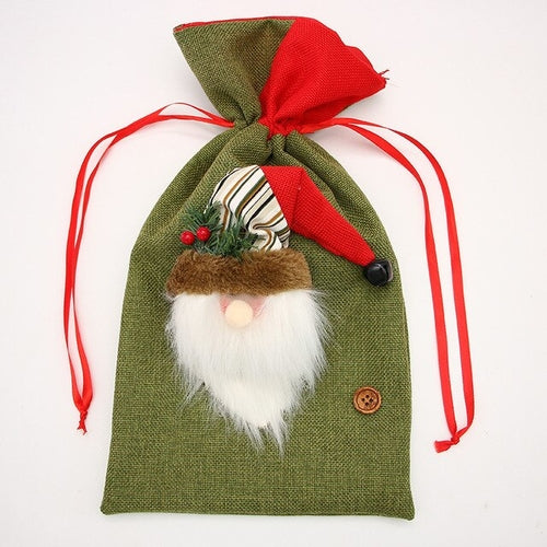 1PC Christmas Santa Candy Gift Bag Knit Fabric