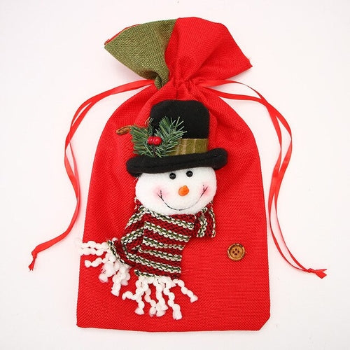 1PC Christmas Santa Candy Gift Bag Knit Fabric