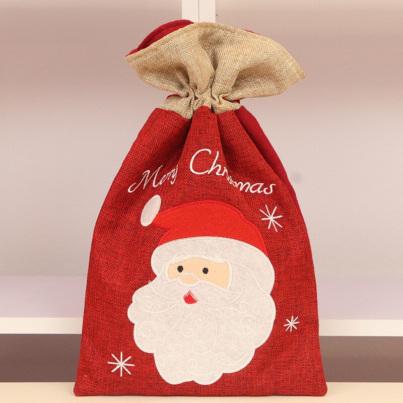 1PC Christmas Santa Candy Gift Bag Knit Fabric