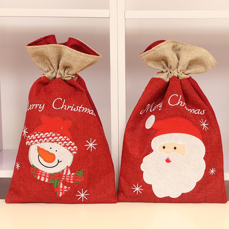 1PC Christmas Santa Candy Gift Bag Knit Fabric