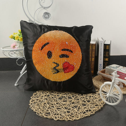 1Pc Emoji Cushion Cover Sequin Mermaid Pillow
