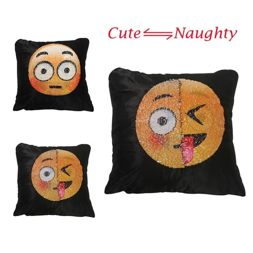 1Pc Emoji Cushion Cover Sequin Mermaid Pillow