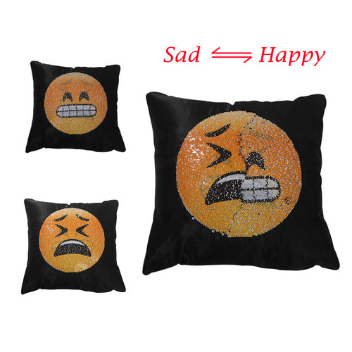 1Pc Emoji Cushion Cover Sequin Mermaid Pillow