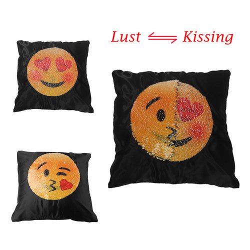 1Pc Emoji Cushion Cover Sequin Mermaid Pillow
