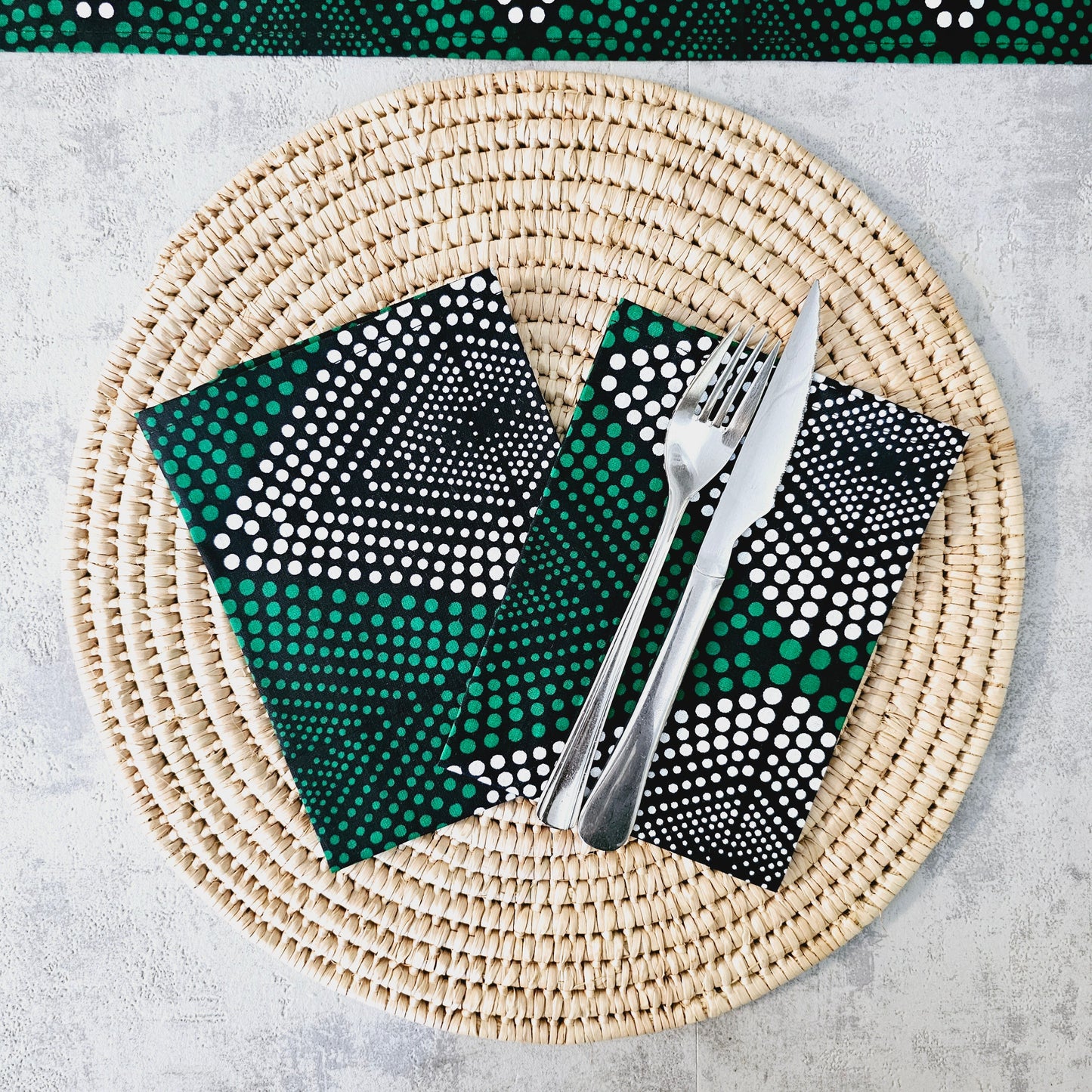 Set of 4 / 8 Napkins | 35x35cm | Black Mudcloth Print, Ankara Wax,