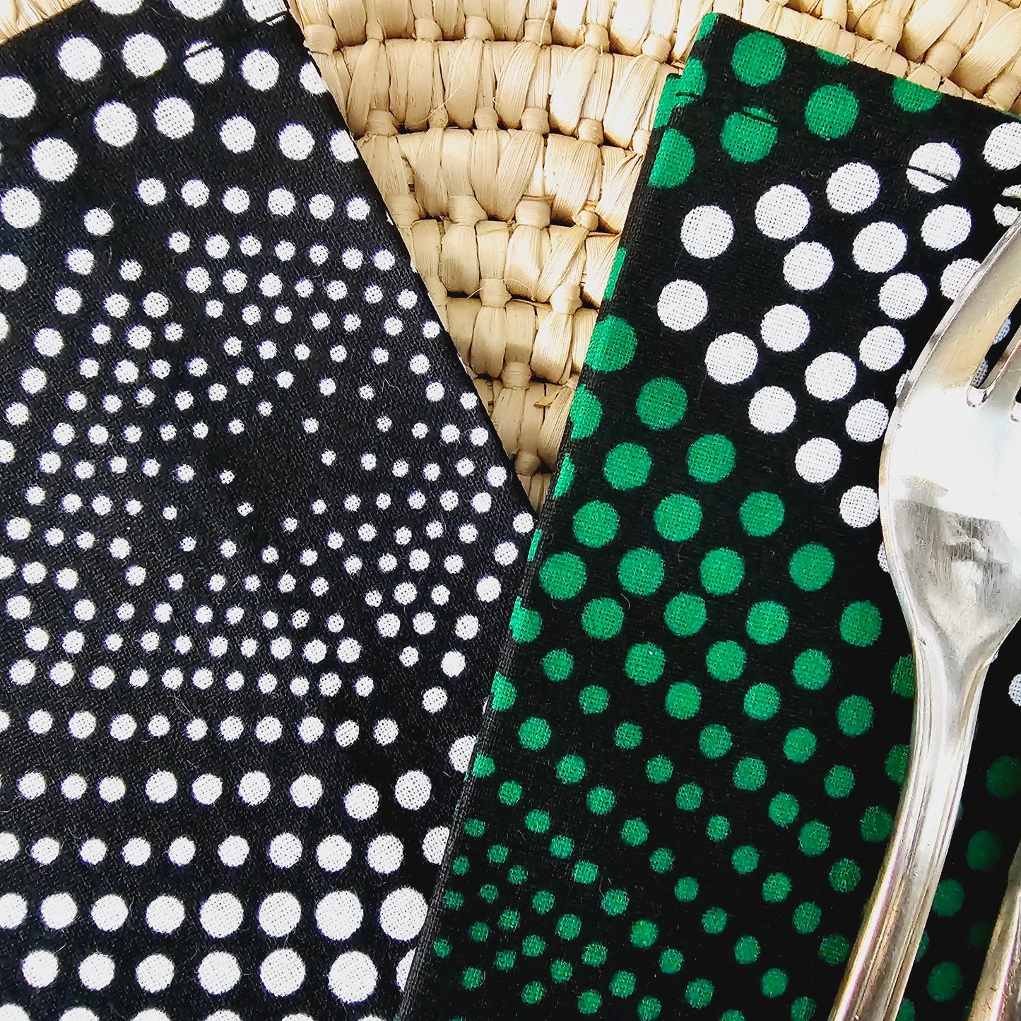 Set of 4 / 8 Napkins | 35x35cm | Black Mudcloth Print, Ankara Wax,