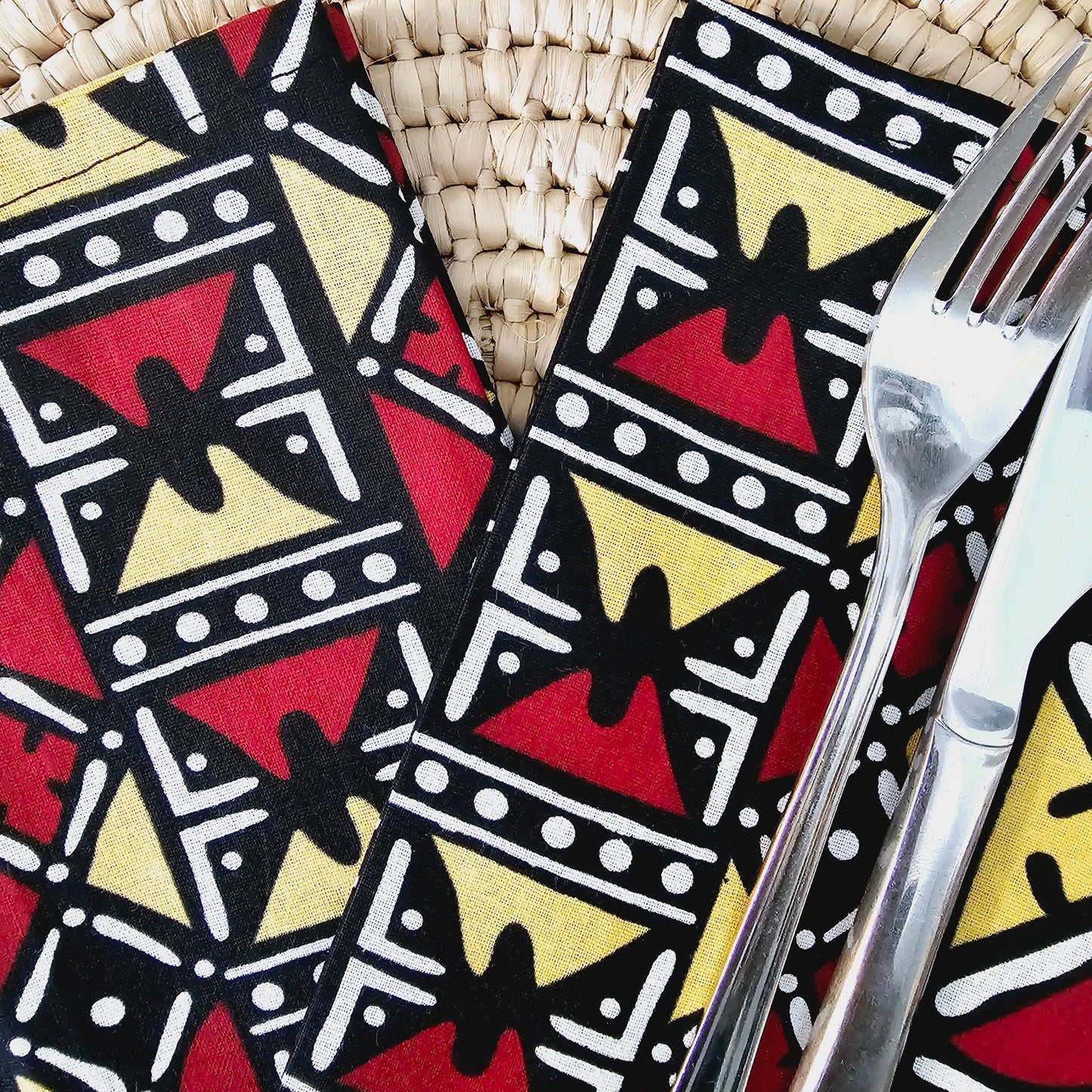 Set of 4 / 8 Napkins | 35x35cm | African Print, Ankara Wax, 100%