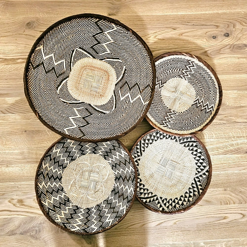 Set of 4 Handmade African Baskets Zimbabwe | Boho Wall Decor | 4C