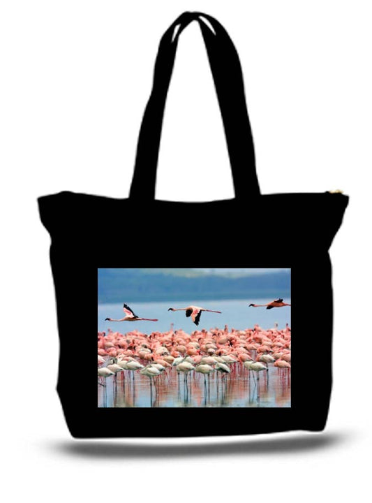 Pink Flamingos Large Tote Grocery & Stuff Bag
