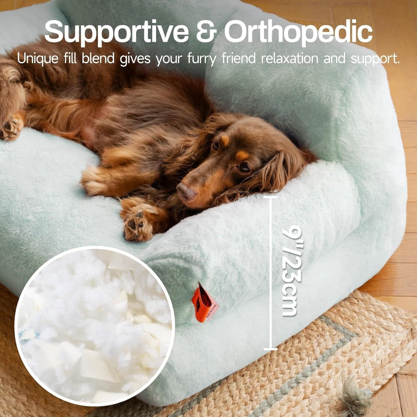 MEWOOFUN Plush Cat Bed For Indoor Cats - Washable 26x19x13 Inch Pet