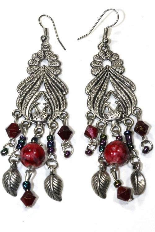 Bohemian Queen Marbled Bead Earrings