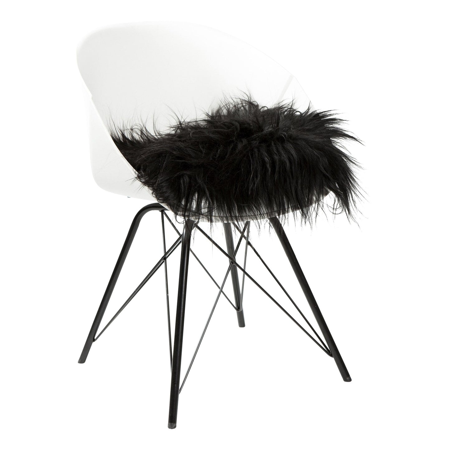 Stoelkussen schapenvacht IJslands | Natural zwart | 37 x 37cm